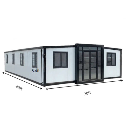 20*40*8.4ft Expandable Tiny Home with Bathroom Prefab Modular Home Storage Unit Shed