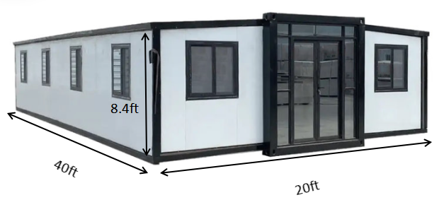 20*40*8.4ft Expandable Tiny Home with Bathroom Prefab Modular Home Storage Unit Shed